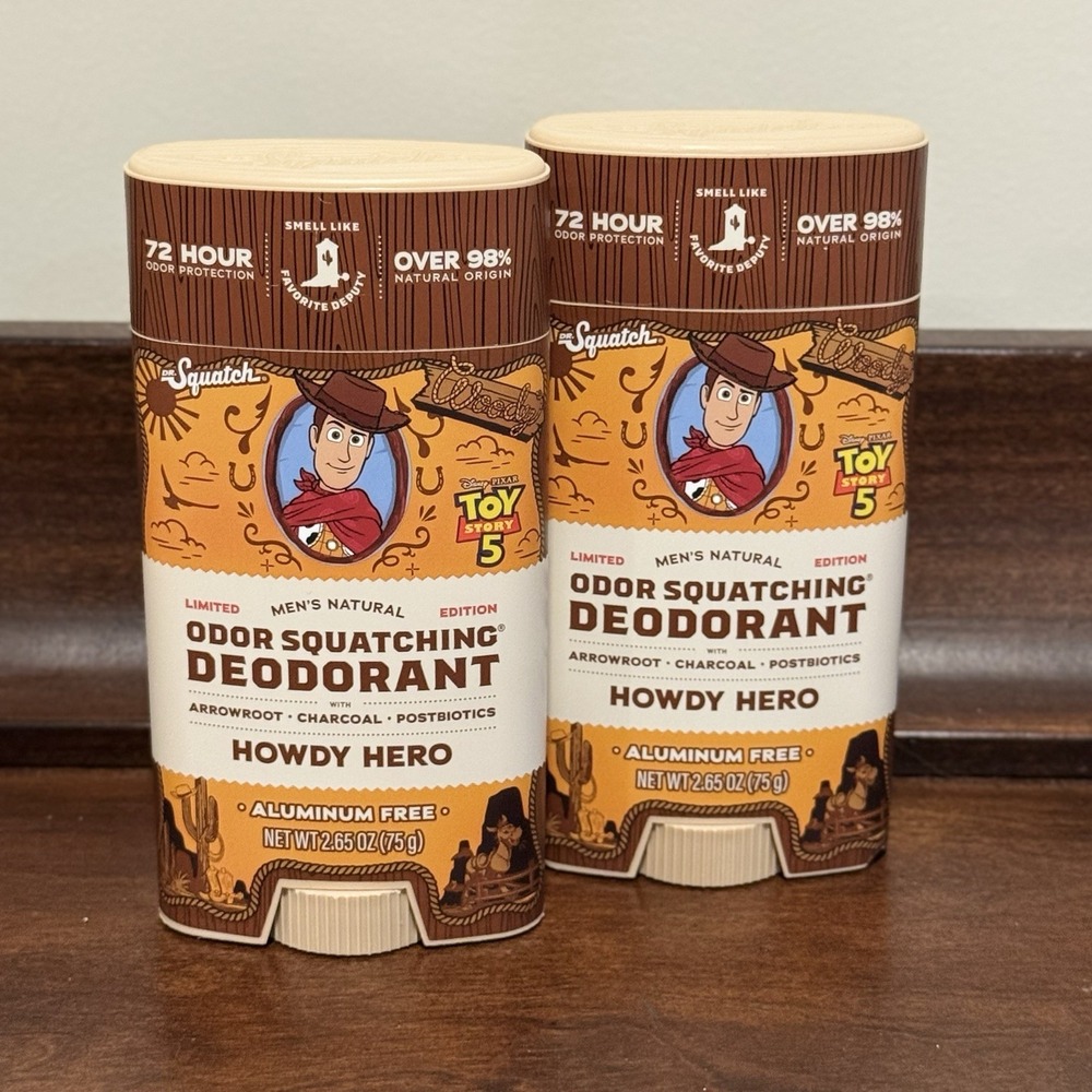 Dr. Squatch Woody Howdy Hero Aluminum Free Deodorants 2.65oz Toy Story x2 NEW